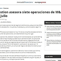 Norgestion asesora siete operaciones de M&A hasta julio